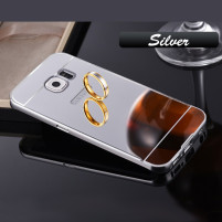 Луксозен алуминиев бъмпър с огледален твърд гръб  за Samsung Galaxy S7 G930 сребрист 
